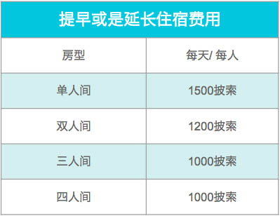 延迟退房费用表